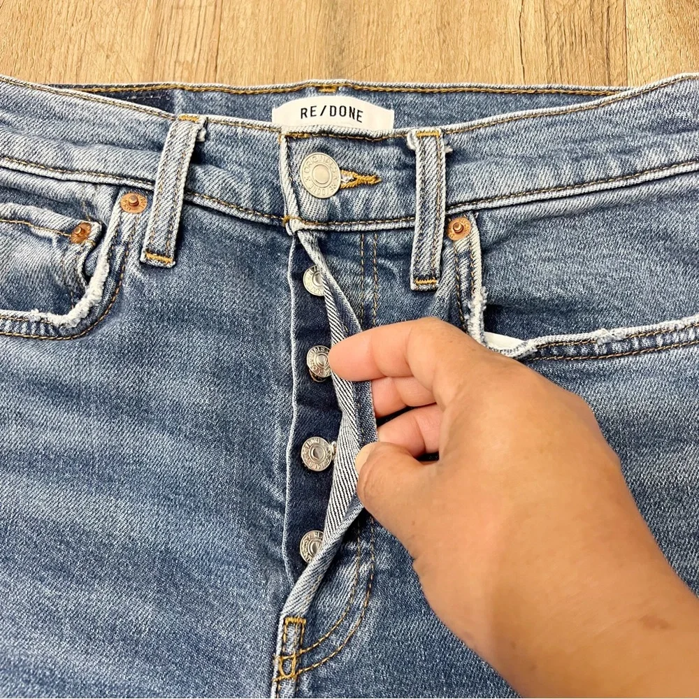 RE/DONE 70s Stove Pipe‎ High Rise Jeans in Dusk Destroy